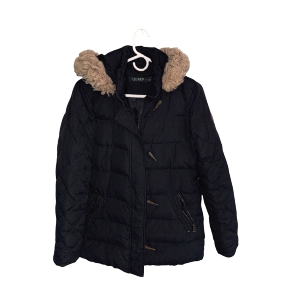 Lauren Ralph Lauren Jackets & Blazers - Lauren Ralph Lauren Black Puffer Coat with Faux Fur Hood